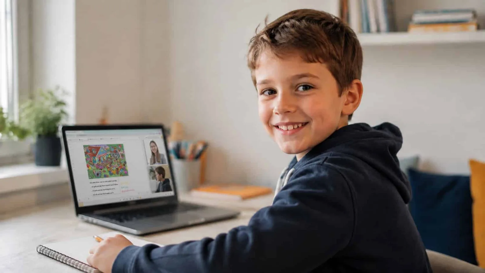 Kind nimmt an der Online-Lerntherapie teil