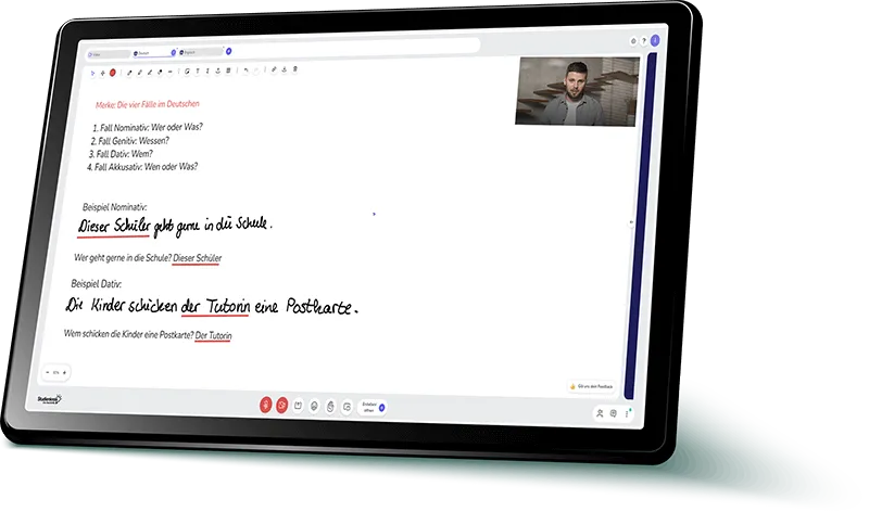 Tablet mit Online Nachhilfe in Deutsch