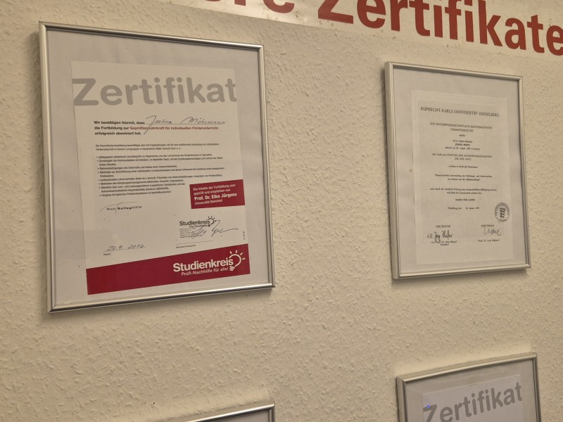 Zertifikate-Wand