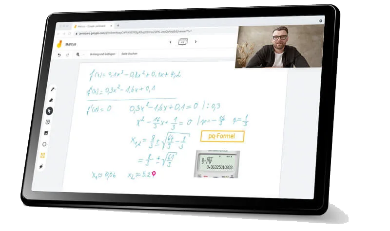 Online-Nachhilfe auf dem Tablet