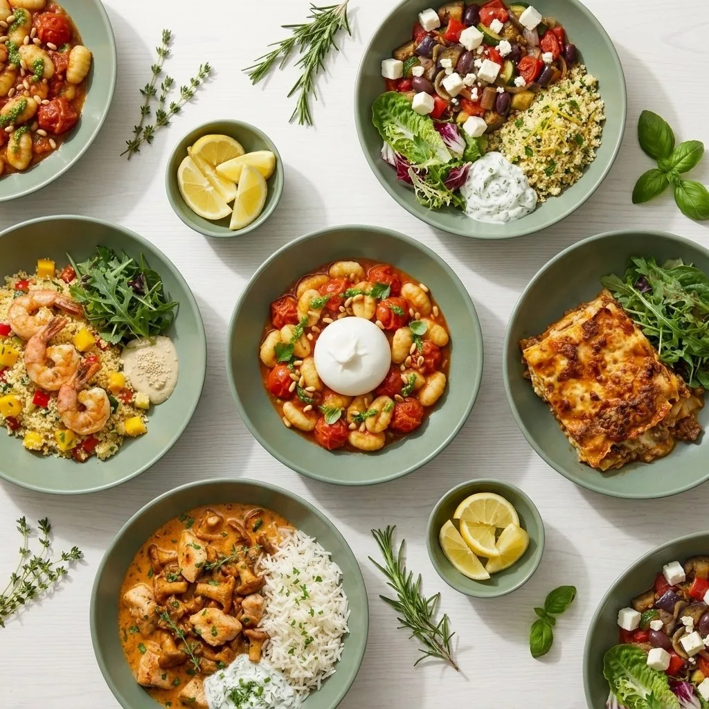 Party-Buffet aus Topf&Deckel Bowls mit Burrata-Gnocchi, Garnelen-Couscous, Lasagne und mehr