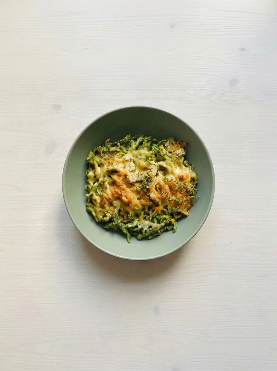 Spinatspätzle mit geschmolzenem Mozzarella