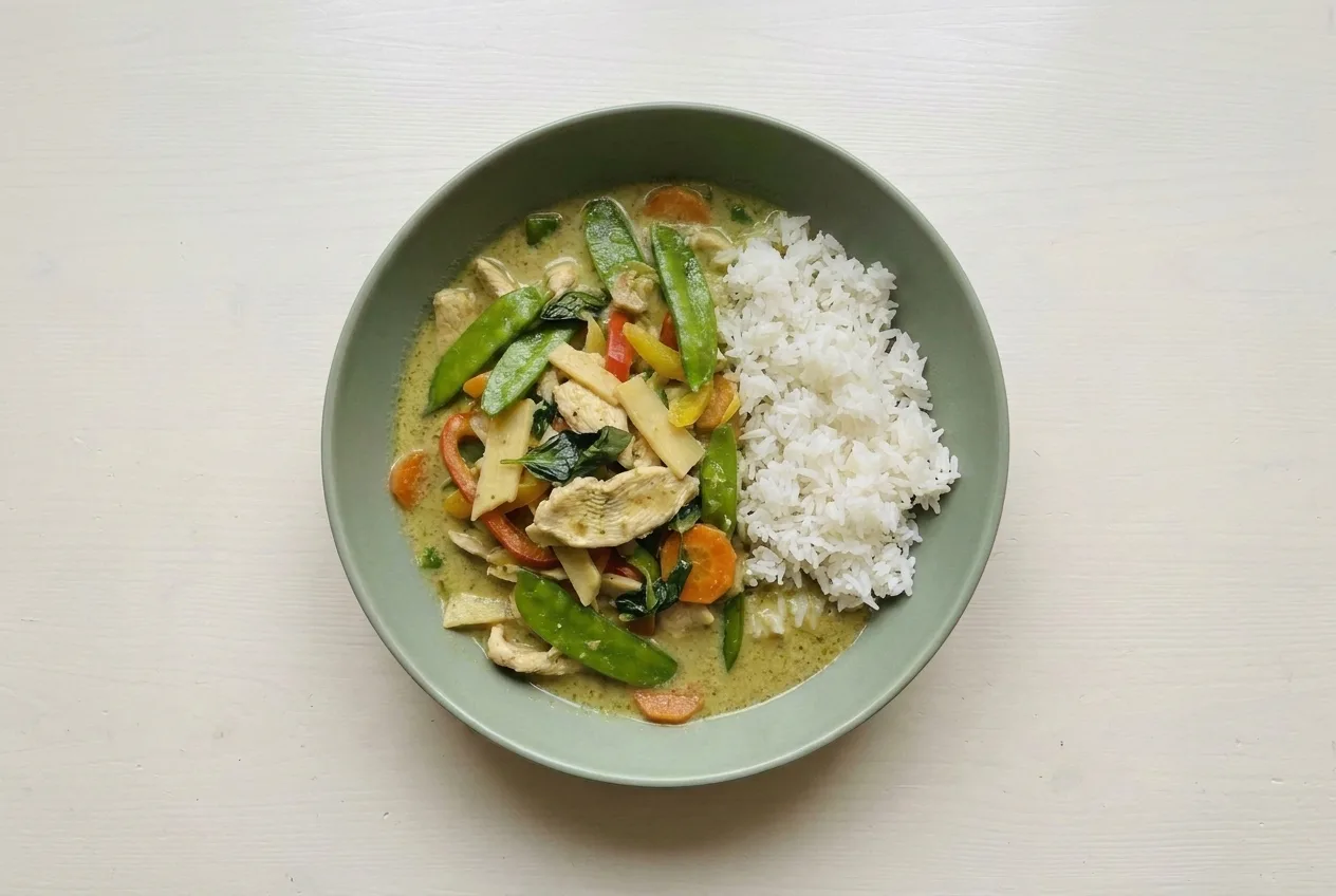 Grünes Thai Curry mit Huhn und Wokgemüse
